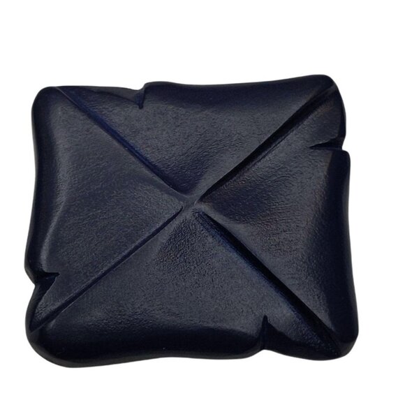 Handcrafted Navy Blue Geometric Pin Brooch W/ Dual Fasteners & Textured Design - Picture 1 of 3